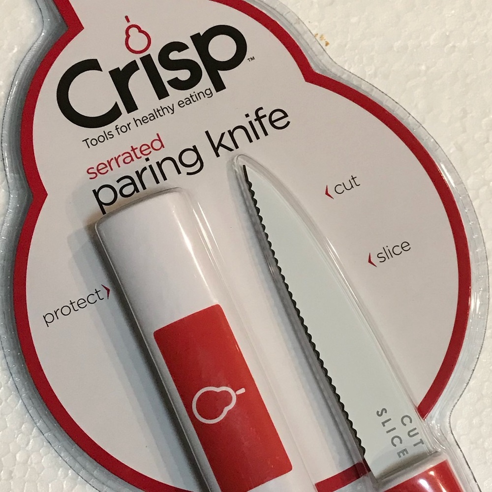 ✅🆕Paring knife by crisp serrated edge red white